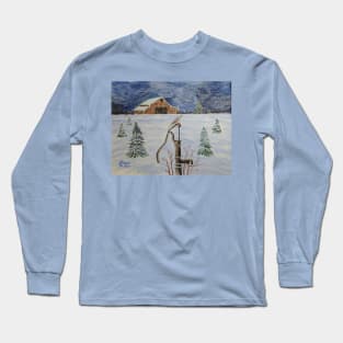 Dove on the pump after the snowstorm Long Sleeve T-Shirt